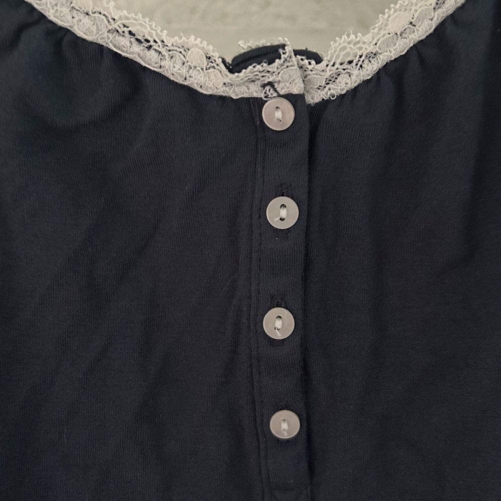 GAP Body Navy Romper with White Lace Details 
Size: Small
EUC (Like New) - Picture 3 of 9